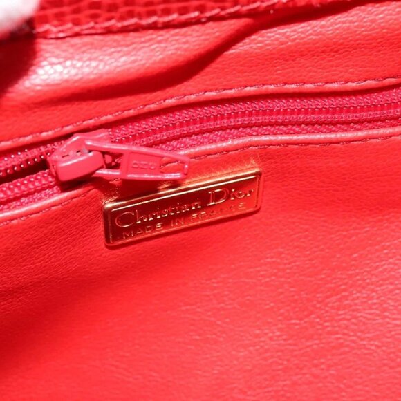 Christian Dior Backpack Leather Red Gold Auth - Picture 5 of 16